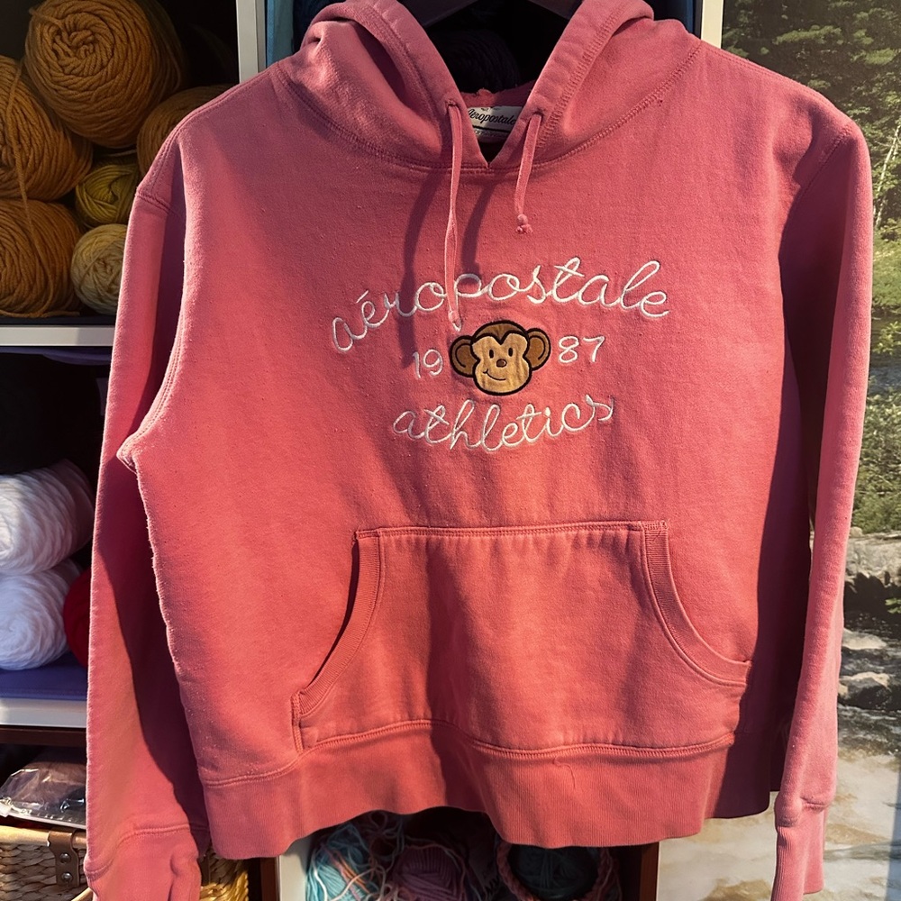 Aeropostale Pink Hoodie with Embroidered Design